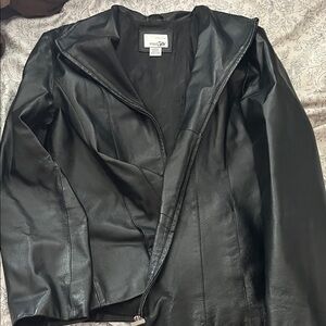 Large Black Unisex Genuine Leather Jacket